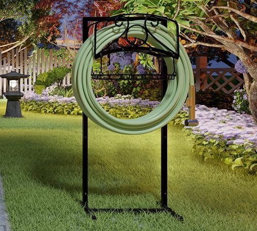 Fire Beauty Heavy-Duty Portable Garden Hose Holder with Storage Basket,80+ lbs Capacity,Holds 180ft Hose,Dual Support Rods & Rustproof Screws - Image 4