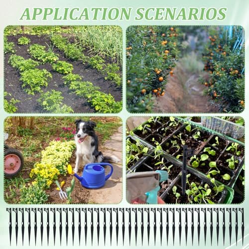 60Pcs 12.8 Inch Irrigation Drip Support Stakes, 1/4 Inch Tubing Hose Holder with 180 Degree Sprayer Emitters Drip Lines Tubing Hose for Micro Sprinkler Gardens Irrigation Supplies - Image 6