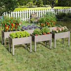 Elevated 26.3" Tall Raised Garden Bed with Wheels - Outdoor Mobile Resin Planter Box with Drainage Holes for Vegetables Flower Herbs, Weather Resistant, Medium Gray (26.3" h) - Image 6