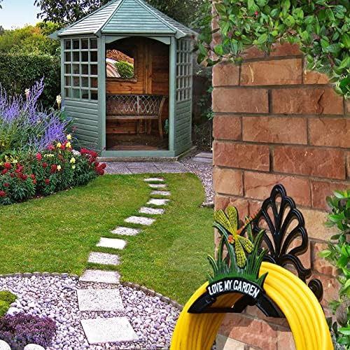 Decorative Garden Hose Holder, Hose Hanger, Heavy Duty Cast Iron Garden Yard Water Pipe Holds, Wall Mounted Hose Butler, Hose Rack Reel, 50FT 75FT 100FT Water Hose Bulter Storage (Dragonfly) - Image 4