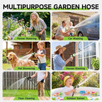 Garden Hose 100 ft Flexible Water Hose Non-Expanding Lightweight Kink-Free Hoses Durable Leak-Proof High Pressure Pipe with 3/4” Brass Fitting 10 Function Nozzle for Outdoor Yard Lawn Car Wash - Image 6