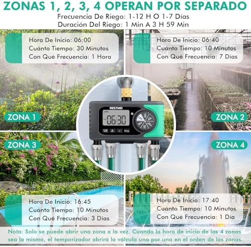 RESTMO 4-Zone Sprinkler Timer, Programmable Water Timer for Garden Hose - Image 6