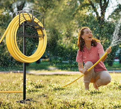Fire Beauty Garden Hose Holder with Storage Basket,Heavy-Duty,80+ lb Capacity,Rust-Proof Stainless Steel,Organizes 150ft Hose for Patio&Yard,Leaf Design - Image 2