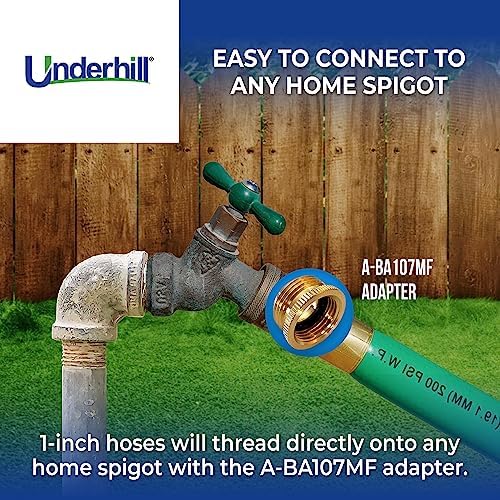Underhill UltraMax Commercial Garden Water Hose 50 ft, Lightweight, Flexible, Anti-Kink, Non-Conductive, 800 psi, H10-050G, 1 Inch x 50 ft, Green - Image 6