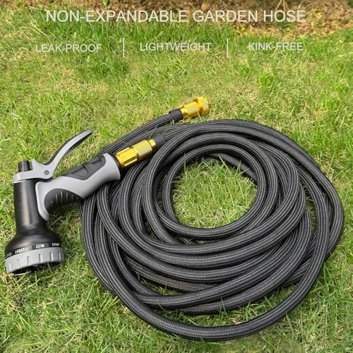 Garden Hose 75 ft, Non-Expandable Flexible Water Hose with 10 Function Spray Nozzle, Lightweight, Leak Proof, Kink-Free, Portable Hose for Outdoor, Yard, Lawn, High-Density Fabric, Black Grey - Image 7