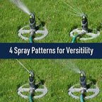 Impact Sprinklers for Yard, Garden, and Large Areas - Rotating Pulsating Lawn Sprinkler with Adjustable 360 Degree Rotating Head, 4 Spray Patterns, and Heavy Duty Metal Base by Kings County Tools - Image 3
