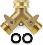 Brass Garden Hose Splitter 2 Way, Heavy Duty Brass Hose Y Splitter, Garden Hose Connector with 2 Valves, for Garden Irrigation, Watering Plants, Drip Irrigation - Image 6