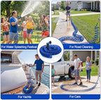 Therwen 100 ft Recoil Garden Hose with 8 Pattern Nozzle, Blue - Image 4