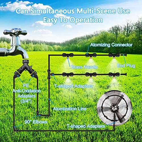 100FT|30M Misting Systems, Outdoor Water Misting Cooling System, for Backyard Mist Kit for Garden Greenhouse Fan Deck Umbrella Canopy Pool Porch Trampoline Sprinkler Park BBQ Party - Image 5