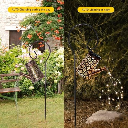 Maleyt Solar Watering Can Lights Garden Decor, Retro Metal Hanging Solar Lantern with String Lights Outdoor Waterproof, Outdoor Decorations for Porch Lawn Driveway Backyard Pathway (2) - Image 6