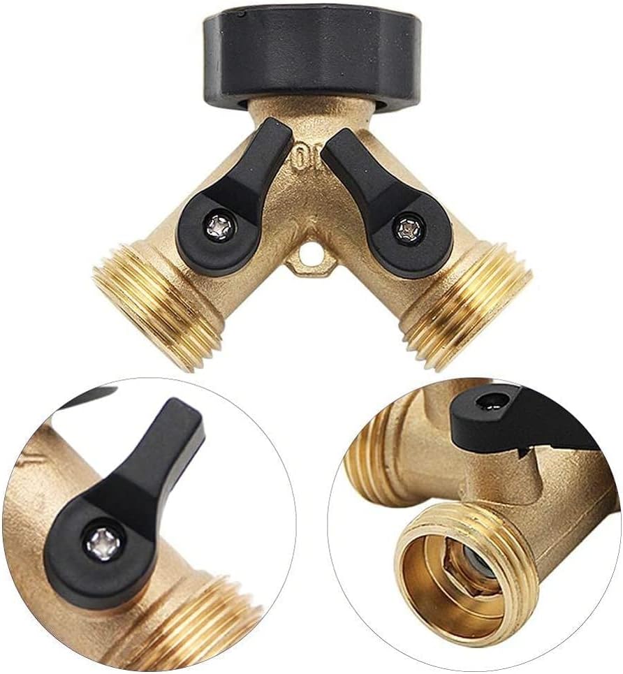 Garden Hose Splitter, Garden Hose Y Valve Connectors Copper Hose Splitter, 2 Way Water Faucet Splitter with Valve - Image 6