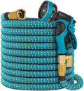 Expandable Garden Hose 100ft, 2026 New Flexible Water Hose 100 ft with 10 Function Nozzle, Solid Brass Fittings, Lightweight, No Kink, Leak-proof, Durable Expanding Hose for Gardening, Car Washing by HOEDXIDU