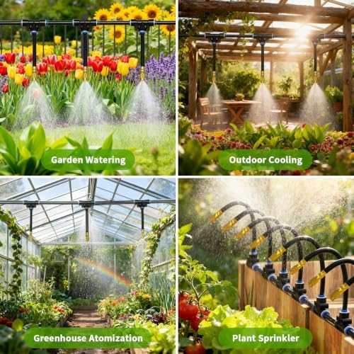120FT Sprayer Irrigation System, Drip Irrigation Kit with 30 PCS 360° Adjustable Misting Copper Nozzles for Garden, Lawn, Patio, Greenhouse - Image 7