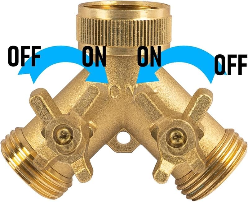 2‑Pack 2‑Way Brass Garden Hose Splitter with O‑Rings & Thread Tape - Image 2