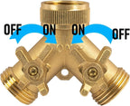 2‑Pack 2‑Way Brass Garden Hose Splitter with O‑Rings & Thread Tape - Image 2