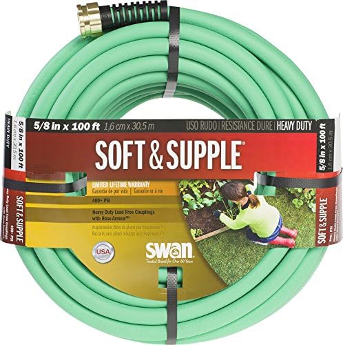 Swan Products SNSS58100 Soft & Supple Easy Coil Water Hose with Crush Proof Couplings 100' x 5/8", Green by SwanHoses