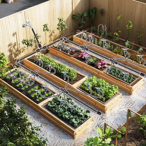 233FT Drip Irrigation System for Garden Kit with 1/2 Inch and 1/4 Inch Tubing Automatic Irrigation Equipment Locked Fittings Micro Drip 360 Degree Fan Sprayer Watering Kit for Greenhouse - Image 2