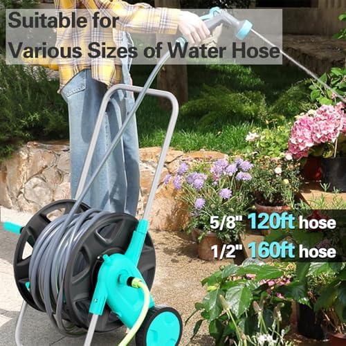 Portable Garden Hose Reel Cart, Hold Up to 100-120 Ft of 5/8 Inch Hose - Image 4