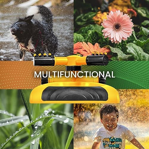 Joeys Garden Rotating Lawn Sprinkler for Yard & Kids, 360° Coverage, Yellow - Image 5