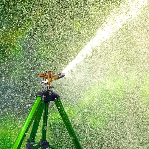 LIULO TOOL Impact Sprinkler on Tripod Base, 2 Pack Tripod Sprinklers with Head, 360 Degree Large Area Irrigation with Extension Legs Flip Locks, Heavy Duty 3/4" Connector for Lawn Yard Garden - Image 6