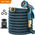 200 ft Expandable Garden Hose - All New 2026 Retractable Water Hose with 3/4" Solid Brass Fittings, Extra Strength Fabric - Flexible Expanding Hose with 10 Pattern Spray Nozzle by Artistan