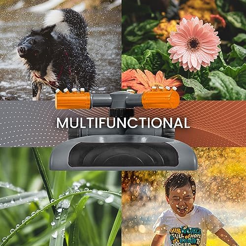 Joeys Garden Rotating Lawn Sprinkler for Yard & Kids, 360° Coverage, Orange - Image 5