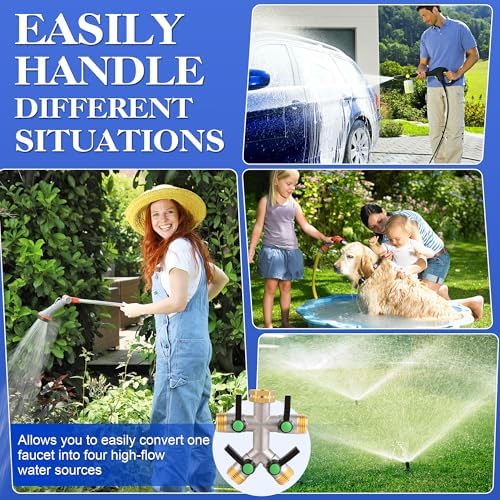 EJW Hose Splitter 4 Way, Garden Hose Splitters, Heavy Duty Faucet Splitter,Rv Brass Water Hose Y Splitter, Hose Connector, Spigot Splitter, Four Way Hose Manifold Valve 3/4 Inch GHT Thread. - Image 4