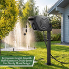 33 Inch Retractable Hose Reel Mounting Post with Multi-functional Hook Heavy Duty Vertical Stand for Garden Outdoor - Image 5