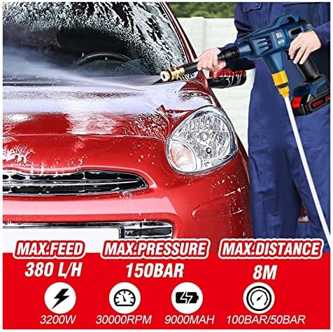 High Pressure Spray Gun, 150Bar Brushless Electric Spray Gun 3200W High Pressure Water Cleaning Machine Garden Cleaning Tools For 18V Battery(1 Battery Plug) - Image 3