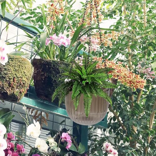 Resin Hanging Planters for Indoor Outdoor 2 Pack with Chains Self Watering - Image 5