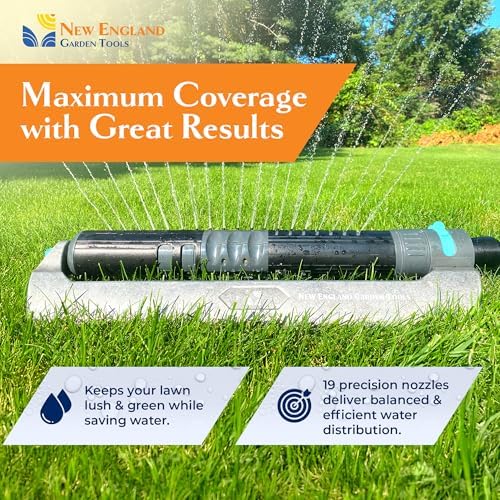 Oscillating Sprinkler 100004, Adjustable Sprinkler Spray Width & Range, 19 Precision Nozzles for Even Lawn Watering, Covers Up to 4,250 Square Feet, Durable Turbo Motor, by New England Garden Tools - Image 6