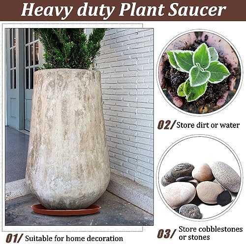 Eccliy 6 Pack Plastic Plant Saucer, Round, 16 Inch, Terracotta - Image 5