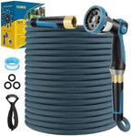 Non-Expandable Garden Hose 100 FT, Lightweight Hose with 10 Function Spray Nozzle, Kink-Free Flexible Water Hose, Durable, Leak-Proof, 360° Swivel Connectors, Portable Storage Strap by FloerxisGardenHose