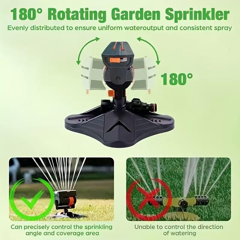 2026 Upgraded 16-Nozzle Oscillating Sprinkler with Dual-Zone Sprinkler Water Timer, 360° 16-Hole Automatic Rocking Sprinkler, Turbo Orbit Mist Sprinklers System for Garden (A No Timer) - Image 5