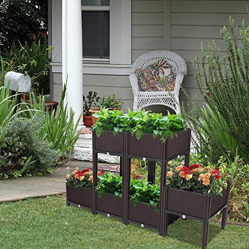 Raised Garden Beds, Planter Box, Self-Watering Plastic Planter for Indoor Outdoor Vegetables, Fruits, Potato, Flowers (6 Pcs) - Image 2