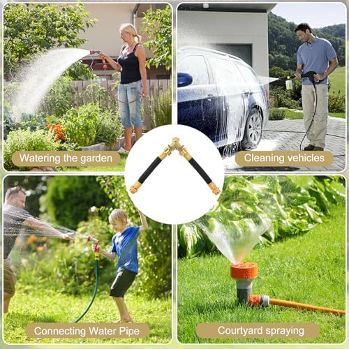 3/4 Inch Brass 2-Way Garden Hose Splitter – Y-Shaped Hose Connector with 2 Anti-Kink Spiral Protectors, Heavy-Duty Metal Outdoor Faucet Splitter, Brass Handle Design, Garden Hose Adapter - Image 6