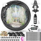 CozyCabin Outdoor Misting Cooling System with Pump - 40ft (12m) Misting Line with Filter + 6 Brass Mist Nozzles (3/4") for Patio Garden Greenhouse Watering Distribution System (12m (40ft)) by CozyCabin