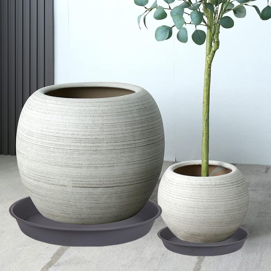 3 Pack of 25 26 inch Plant Saucer (22.7 Inch Base), 4.2" Depth, Large Deep Plastic Flower Planter Water Trays for Indoors Outdoor Bath Bath, Plant Drip Trays for Pot (26", Gray) - Image 6