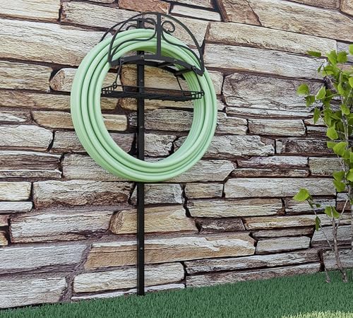 Freestanding Garden Hose Organizer with Storage Basket - Heavy-Duty Black Powder-Coated Hose Stand, Detachable Design Holds 150FT Hose, Includes Wrench & Screwdriver for Easy Assembly - Image 7