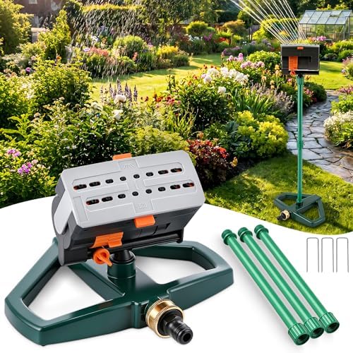 4 Way Adjustable Mini Turbo Oscillating Lawn Sprinkler(Weighted Base) by ElectricWise