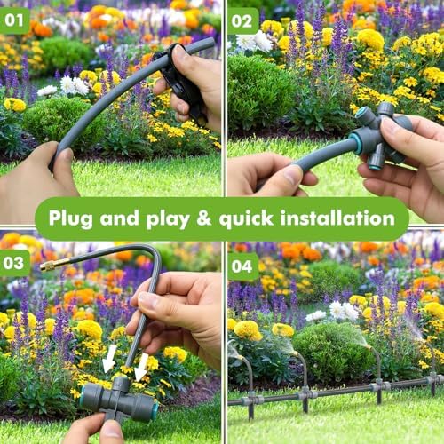 172FT Drip Irrigation System Kit with 2 Zone Water Timer for Garden - Image 5