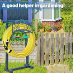 Garden Hose Holder for Outside - Upgraded Water Hose Holder Holds with Storage Basket, Heavy Duty Metal Freestanding Garden Hose Storage Reel Rack for Outdoor Yard Lawn (Blue) - Image 6