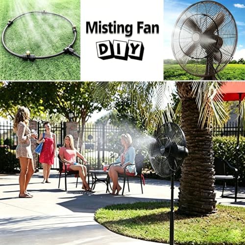 Greenhouse Mist Cooling Setup with Brass Nozzles and Black Tubing for Patio Borders, Plant Rows and Fan Wrap Use Line Brass Nozzle Mist Hose Fan - Image 3