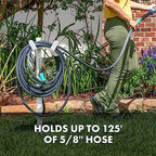 Aqua Joe SJ-SHSBB-WHT Steel Garden Hose Stand with Solid Brass Faucet and Quick Install Anchor Base, White - Image 4