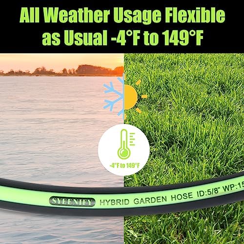 Kink Free Garden Hose 100ft 5/8", Heavy Duty Hybrid Water Hose, Ultra Durable Flexible Rubber Hose with Sprayer Nozzle,Leakproof Yard Outdoor Hose with Brass Solid Connector - Image 4