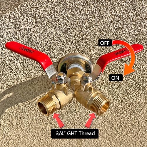 HQMPC Garden Hose Y Valve Splitter Brass Hose Splitter With Stainless Steel Long Handle Brass Garden Hose Adapter 2 Way Y Valve 3/4" GHT Thread 2pcs - Image 6