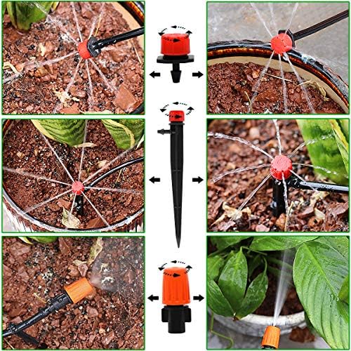 Drip Irrigation System, 100FT Drip Irrigation Kit for Garden - 50FT Main & 50FT Branch Tubing, Adjustable Nozzles for Drip or Mist Cooling, Irrigation System for Garden, Lawn, Patio, Raised Bed - Image 5