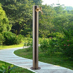 Stainless Steel Water Hose Stand with Copper Faucet, Vertical Garden Water Column, Outdoor Side Inlet, Durable Landscape Feature for Gardens, Patios, and Yards (Antique 1) by Unknown