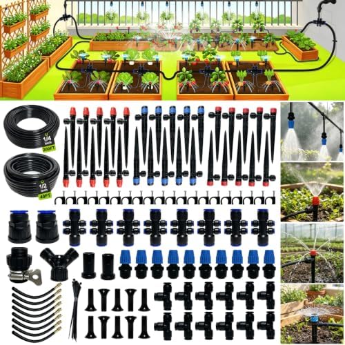 240FT Drip Irrigation System Kit,Quick-Connect Garden Watering System by Gnzugo