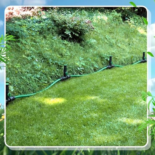 Relaxweex 4 Sets Above Ground Sprinkler System for Yard Garden Watering Irrigation System Included 59ft Hose Sprinkler DIY Multi-adjustable Flex Irrigation Kit for Garden Raise Bed Lawn Outdoor Plants - Image 5